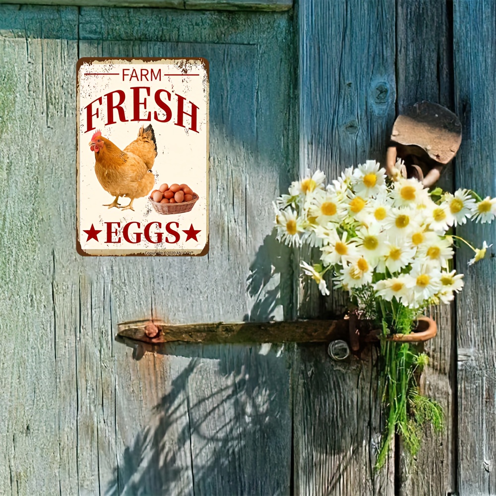 Metal Tin Sign Farm Fresh Eggs Chicken Funny Kitchen - Temu