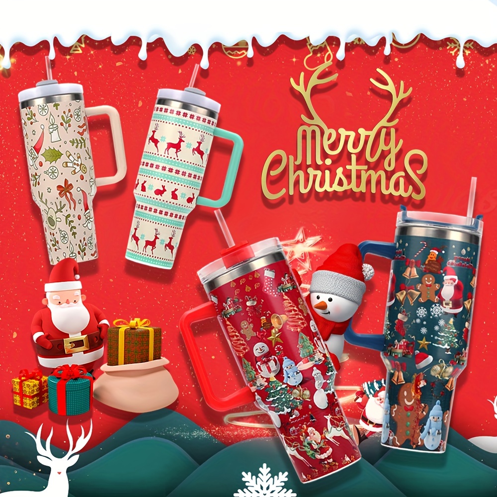 Christmas Pattern Water Bottle Portable Creative Car Tumbler - Temu