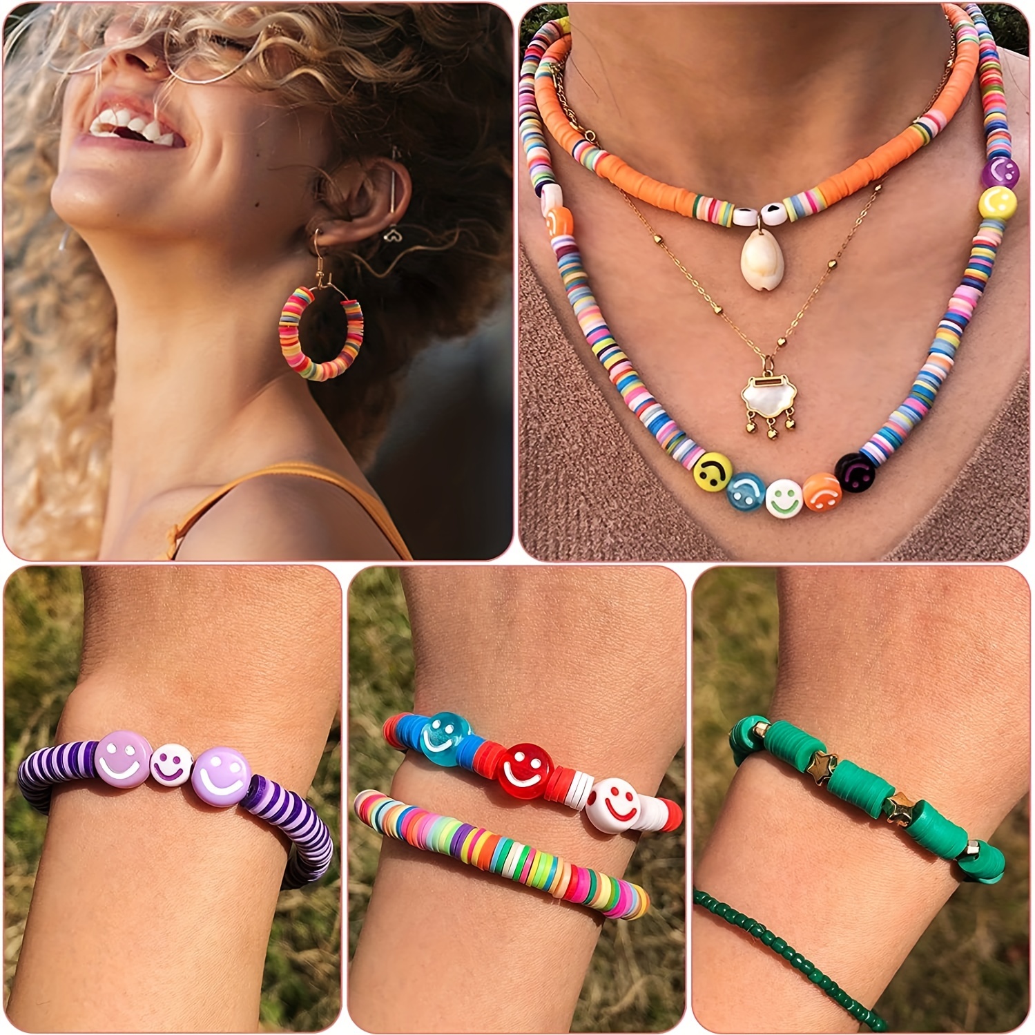 Boho Style Diy Clay Beads Bracelet Kit Friendship Bracelet - Temu