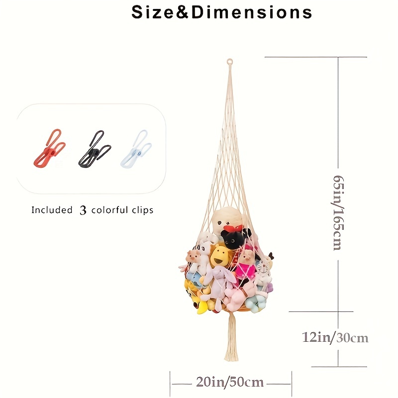 Novel Stuffed Animal Net or Hammock Ceiling Hanging Stuff Animal Storage  for Kid Room Bedroom Single Hook Display(Pink)