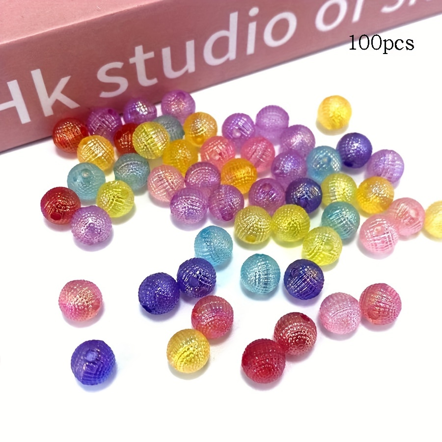 100pcs 8mm Acrylic Candy Colors Round Beads Mix Pastel Color Plastic Beads  Cute Transparent Beads For Bracelets Jewelry Making