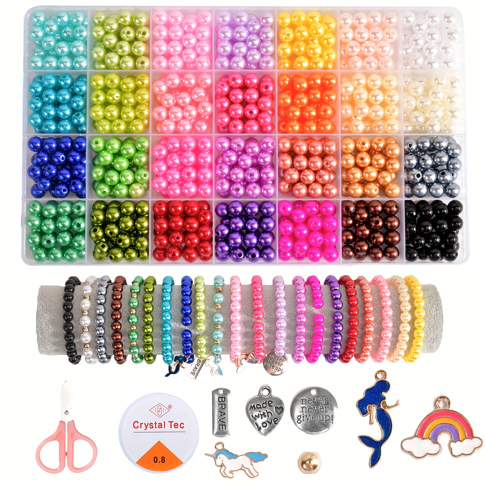 Kit Fabricación Pulseras Cuentas Colores Transparentes 8 Mm - Temu