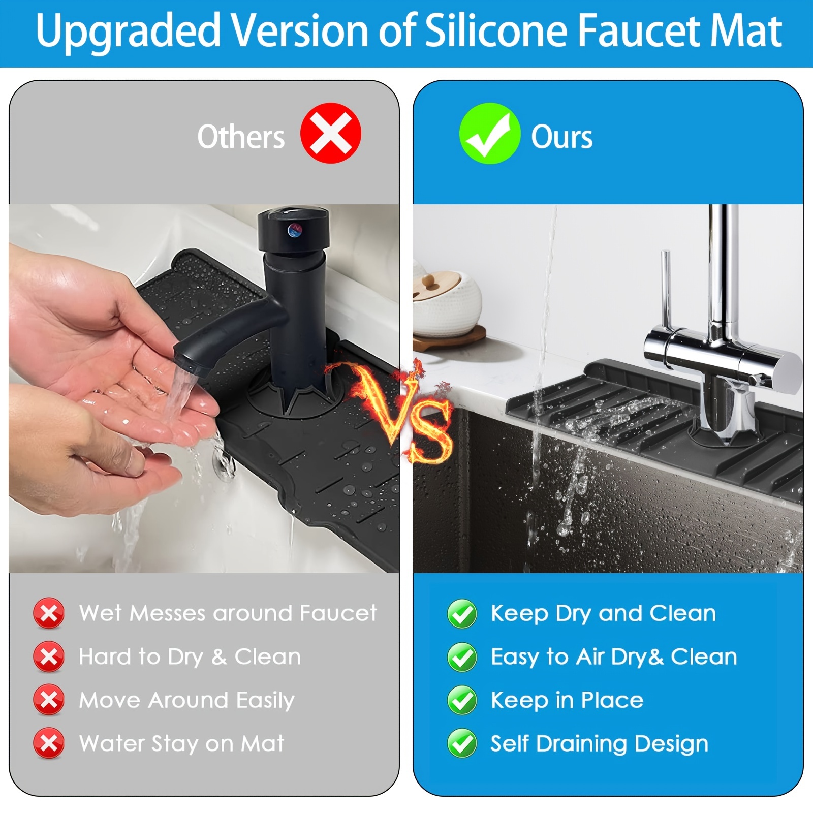 Faucet Drain Mat, Kitchen Sink Splash Guard, Diatom Mud Faucet Handle Drip  Tray, Non-slip Kitchen Protective Gadget, Sink Accessories - Temu