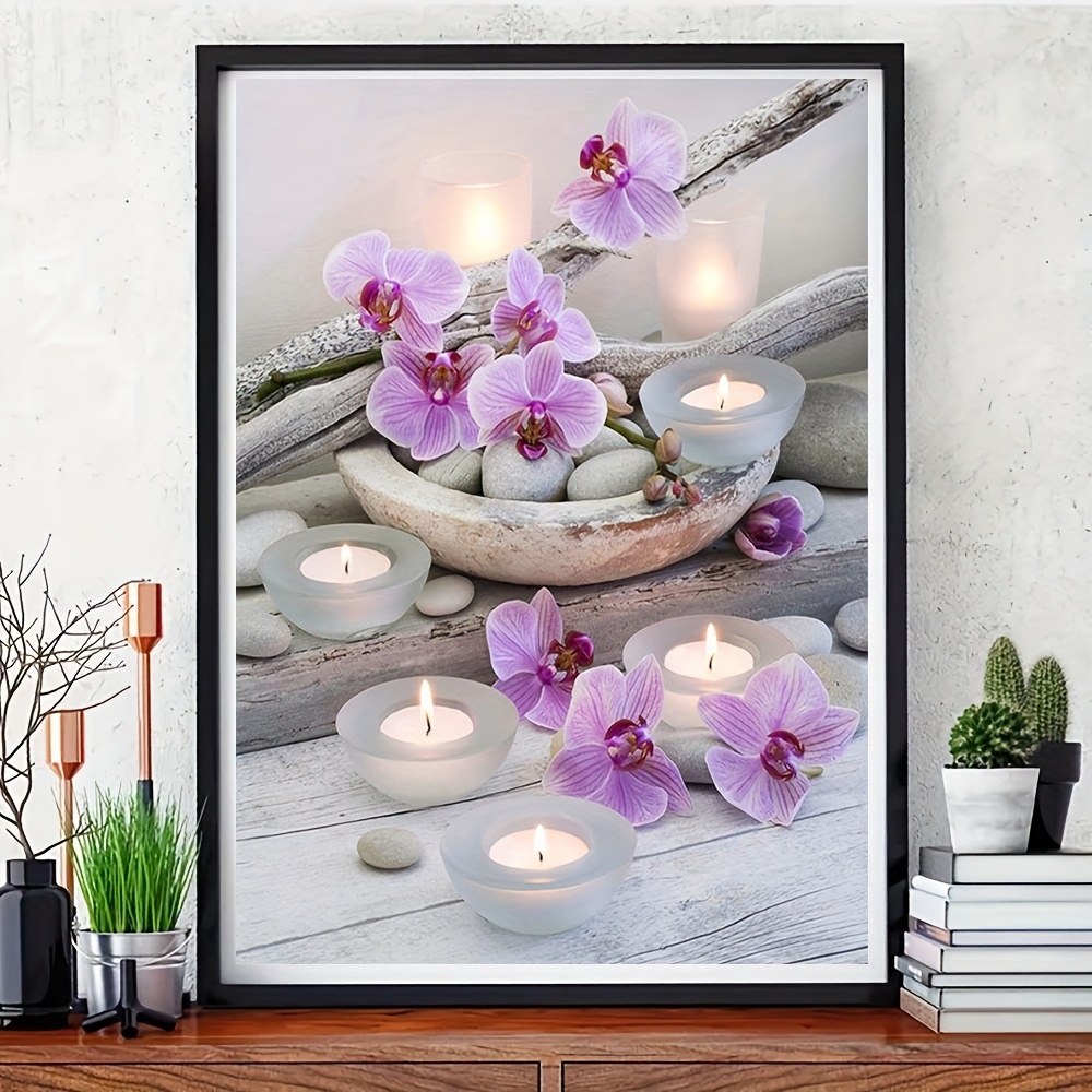 

1 Set Diy 5d Diamond Painting Kit, Orchid Painting Wall Art Decor, Embroidery Kit Home Room Decor, Handmade Family Gift, Living Room Kitchen Bedroom Decorative Painting, No Frame