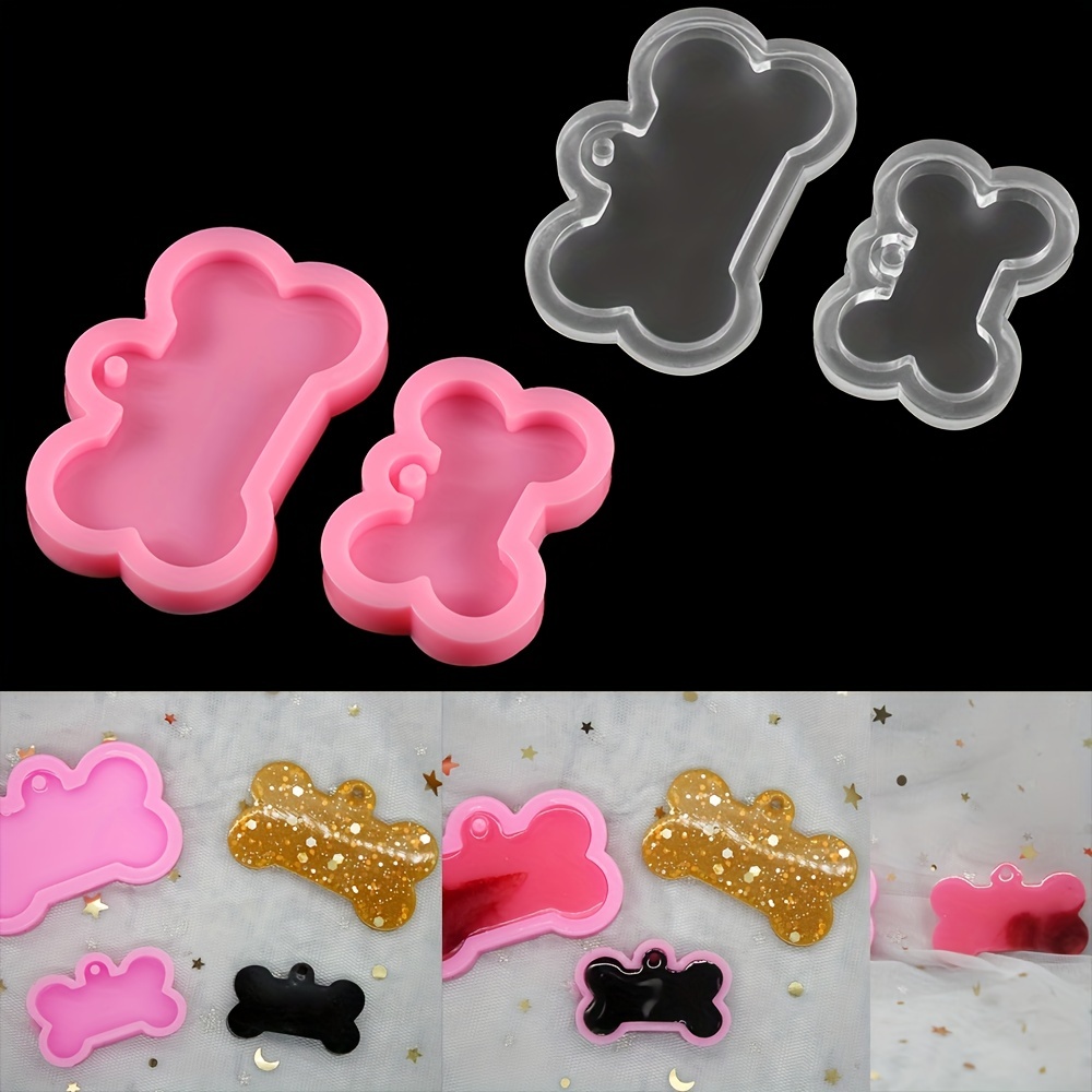 Dog Bone Resin Silicone Molds, 10pcs Diy Cute Dog Tag Epoxy Resin Mold With  20 Pcs Keychains For Ma