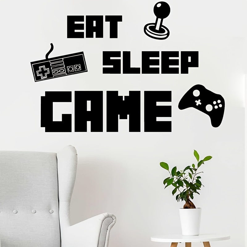 Eat Sleep Game Gamepad wall sticker Boys Play Room Bedroom living