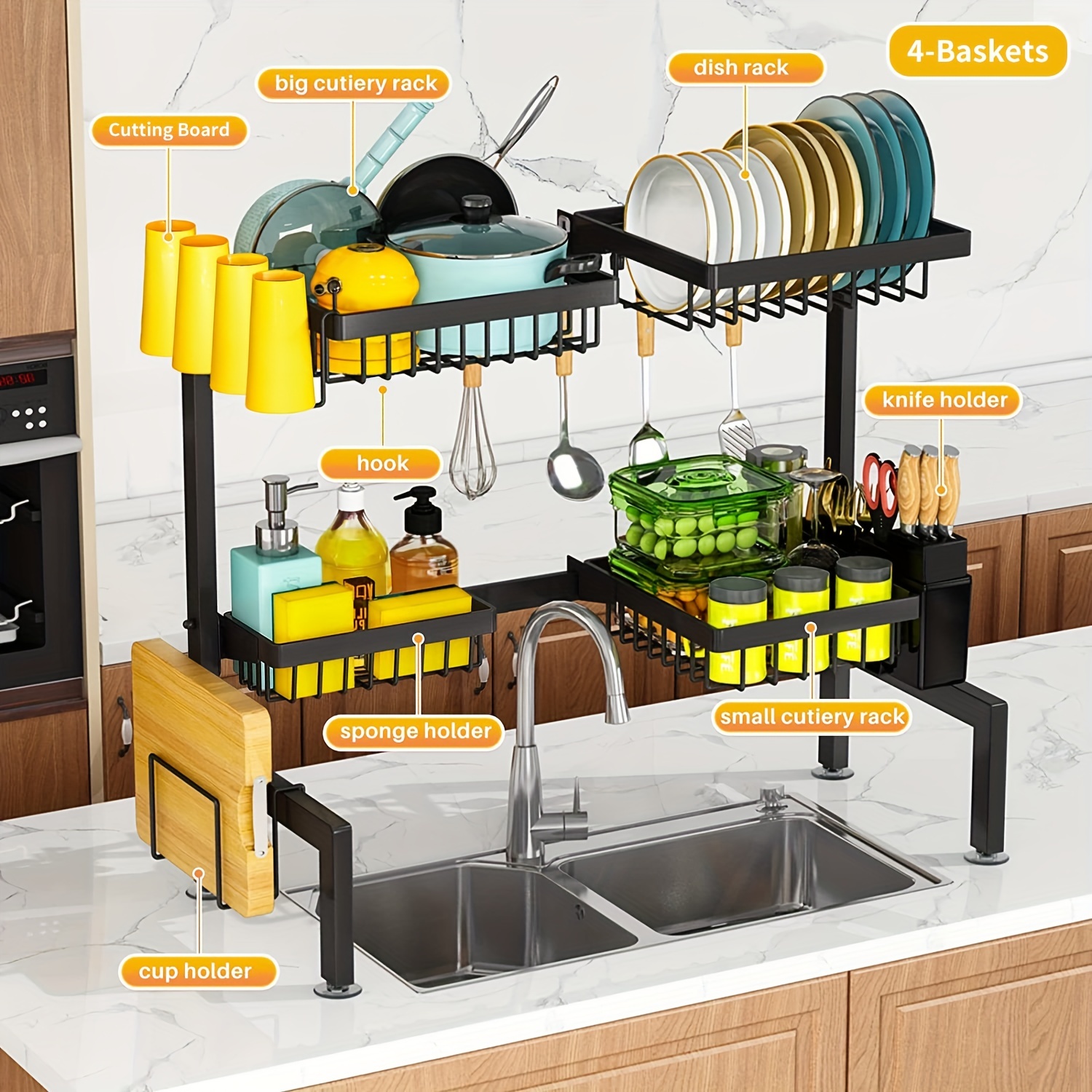 Over The Sink Dish Drying Rack,adjustable & Space-saving
