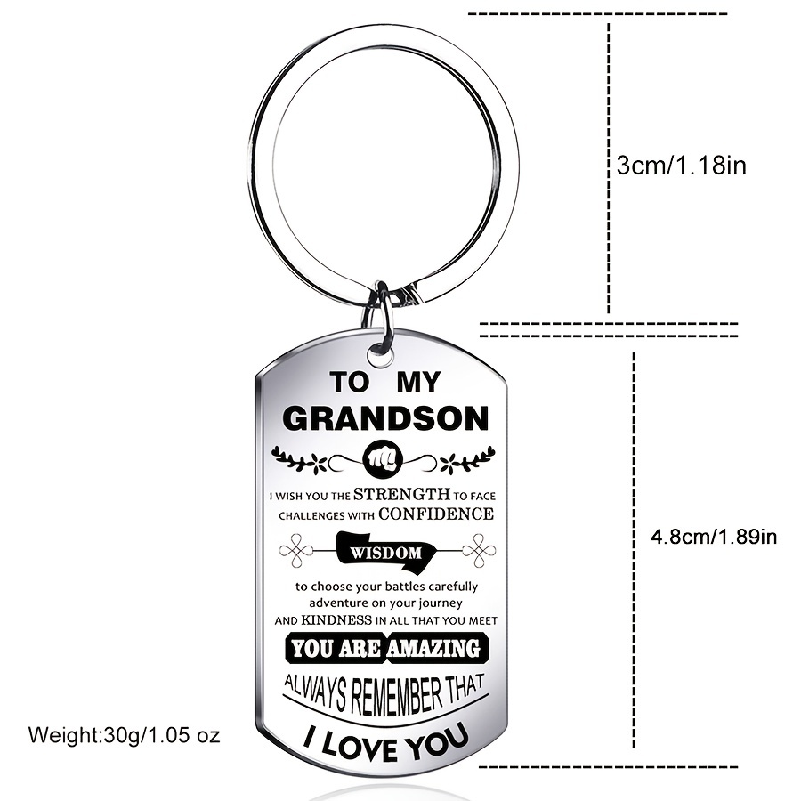 The Strength Of My Grandson Personalized Stainless Steel Dog Tag Necklace -  Graduation Gift Ideas