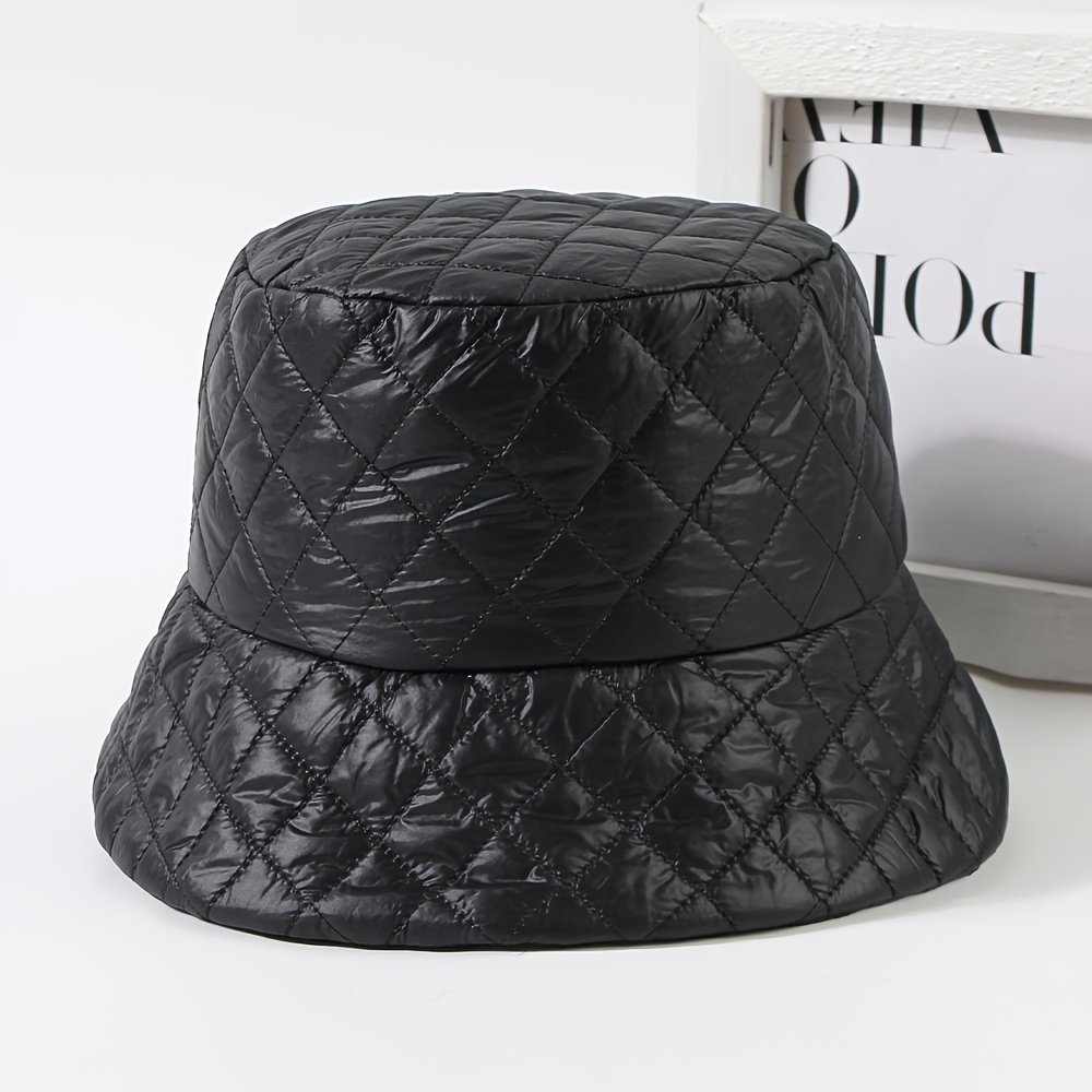 Winter Warm Down Bucket Hat Trendy Solid Color Coldproof Basin Hats Lightweight Thickened Fisherman Cap For Women