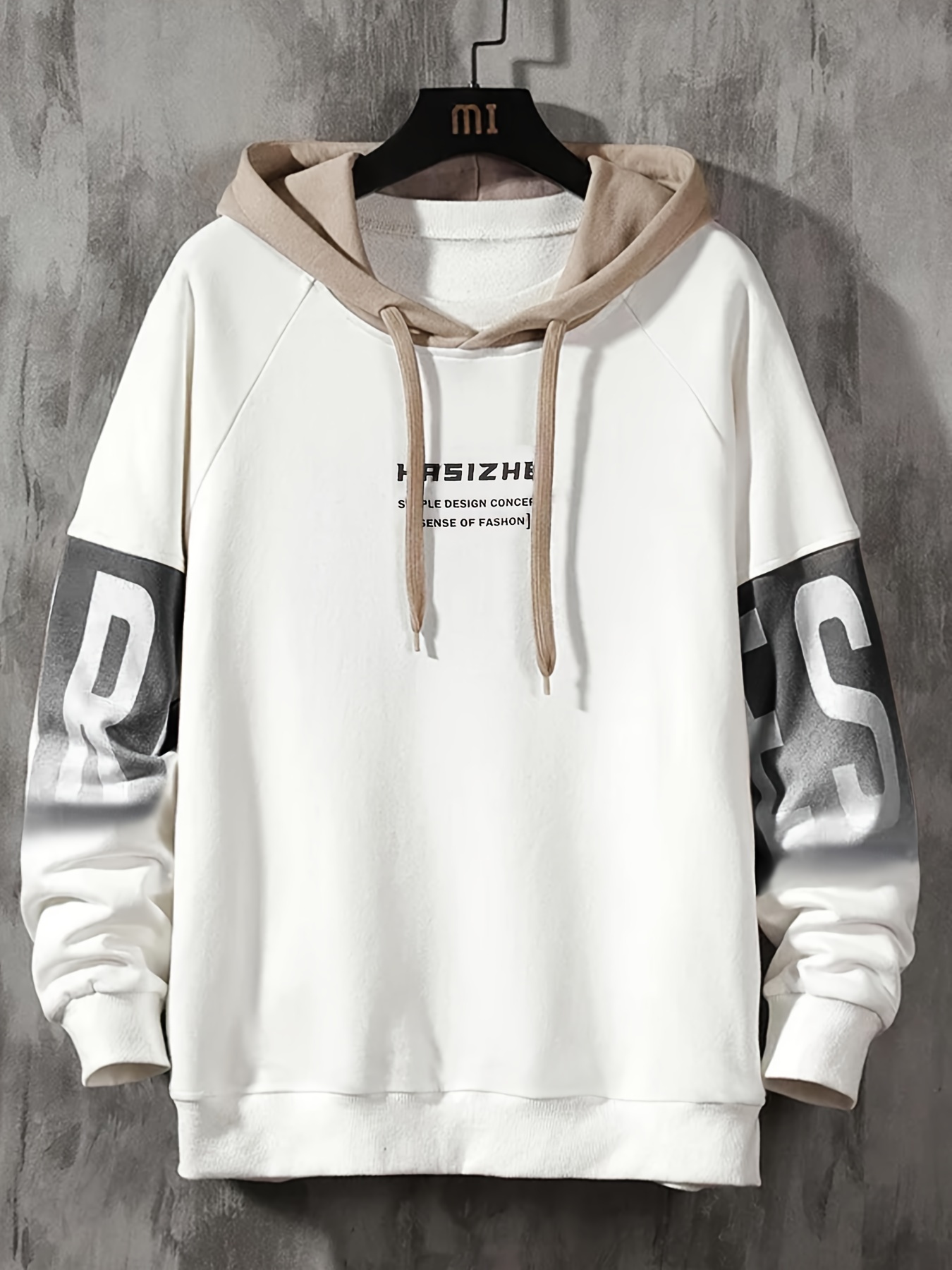 Plus Size Men s Contrast Color Letters Print Hoodies Temu United