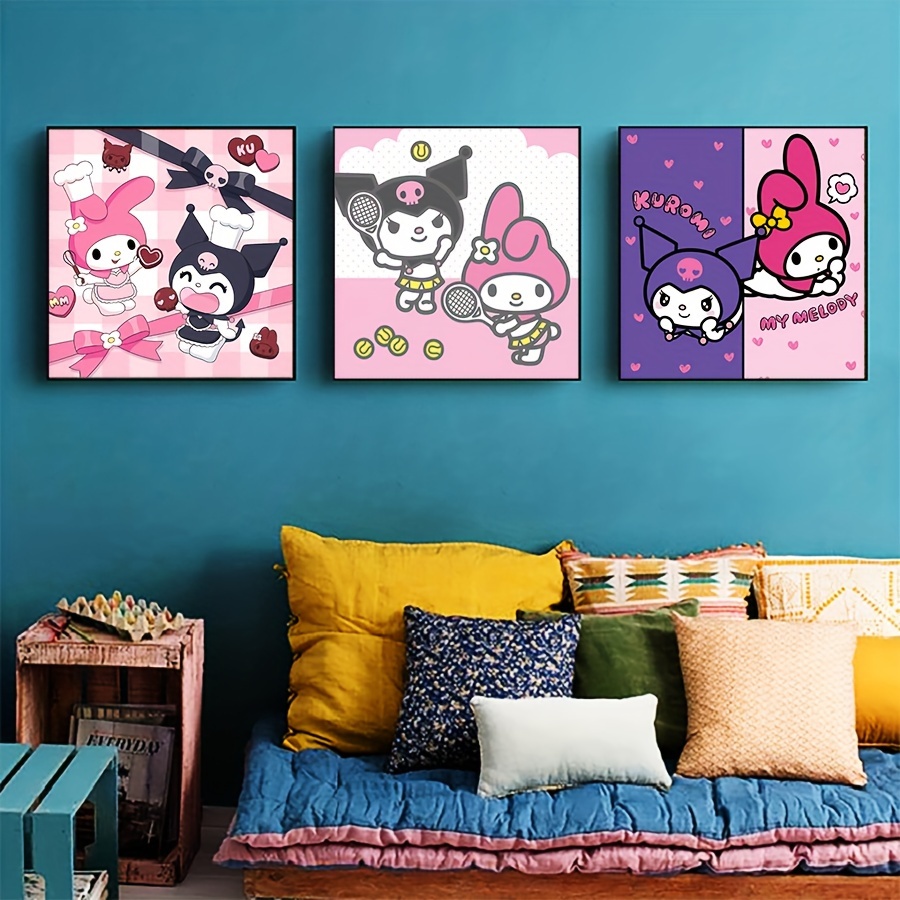 Sanrio Hello Kitty Y2k Wallpaper Kawaii Cartoon Anime Pattern Waterproof  Self Adhesive Wall Sticker For Kid