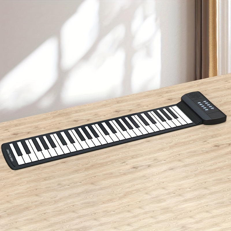 Piano acoustique GENERIQUE 49 touches enroulent le clavier électronique  pliable en silicone souple et souple pour instrument de musique étudiant  pour enfants,noir