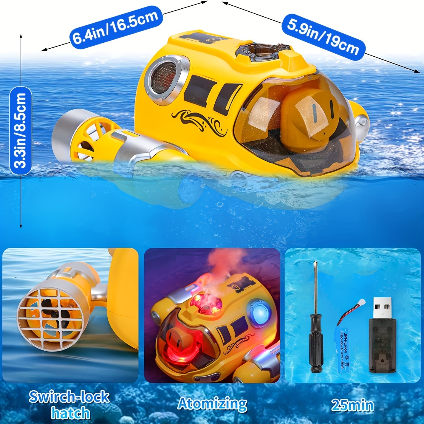 Electric Remote Control Boat Submarine Toy Waterproof Rc - Temu