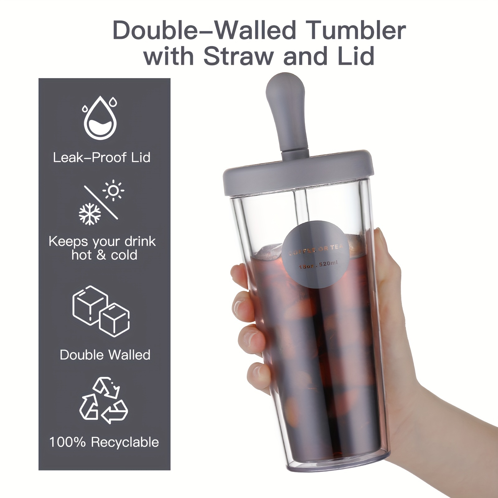 520ML Glitter Water Bottle Double Layer Tumbler with straw Water