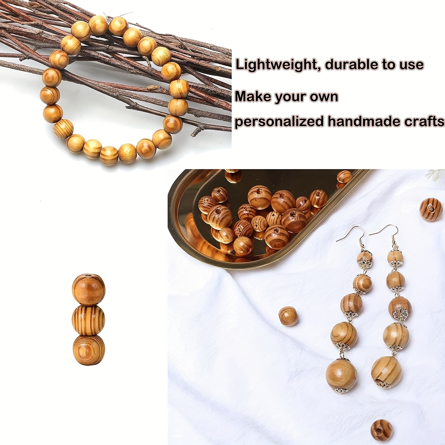 Dark Brown Wooden Beads Undyed Natural Stripe Loose Beads - Temu
