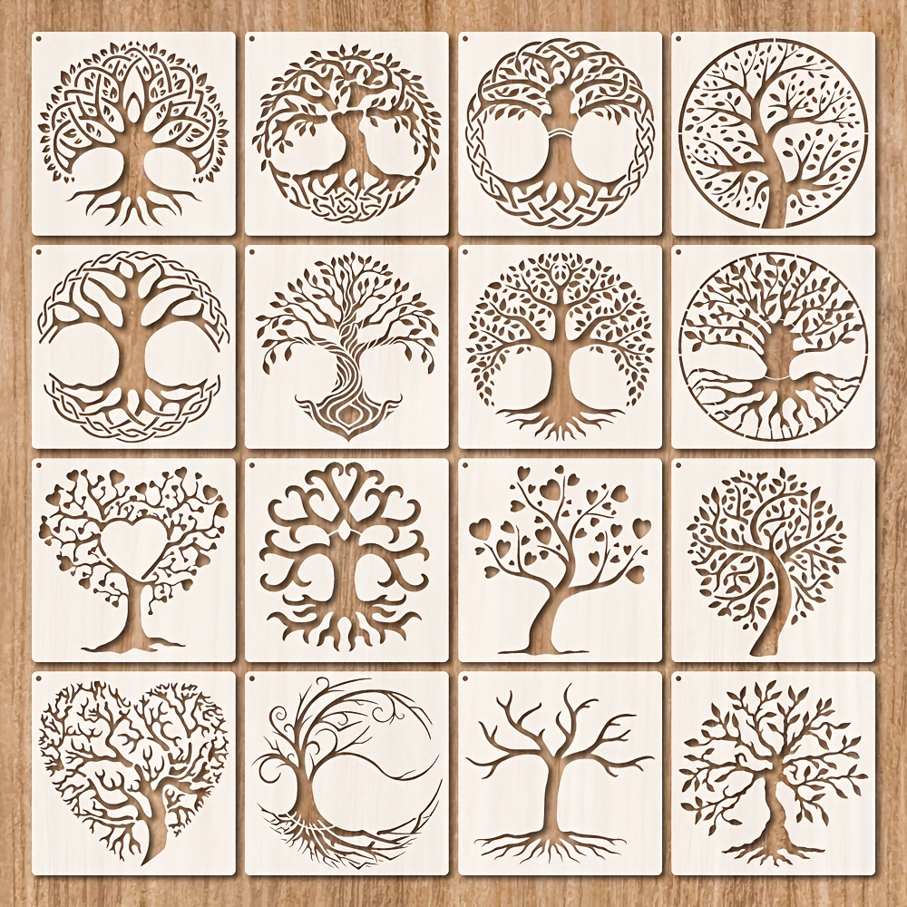 Tree Stencils Tree of Life Stencil for Painting on Wood Airbrush Natural  Plants Small Palm Tree Drawing Templates for Canvas Wall Floor Decor DIY  Art Crafts and Decorations (12pcs 5.9in Tree)