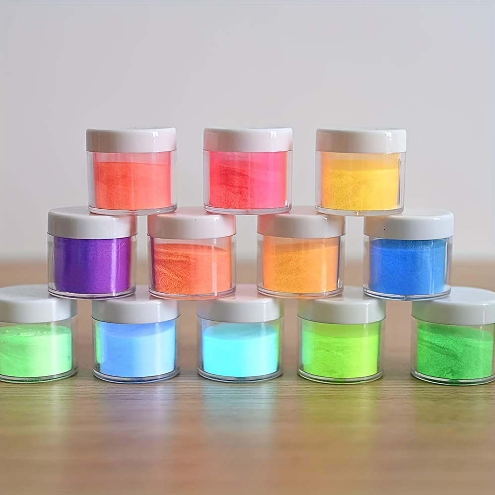  Glow in The Dark Pigment Powder (12 Colors, 0.7oz/20g