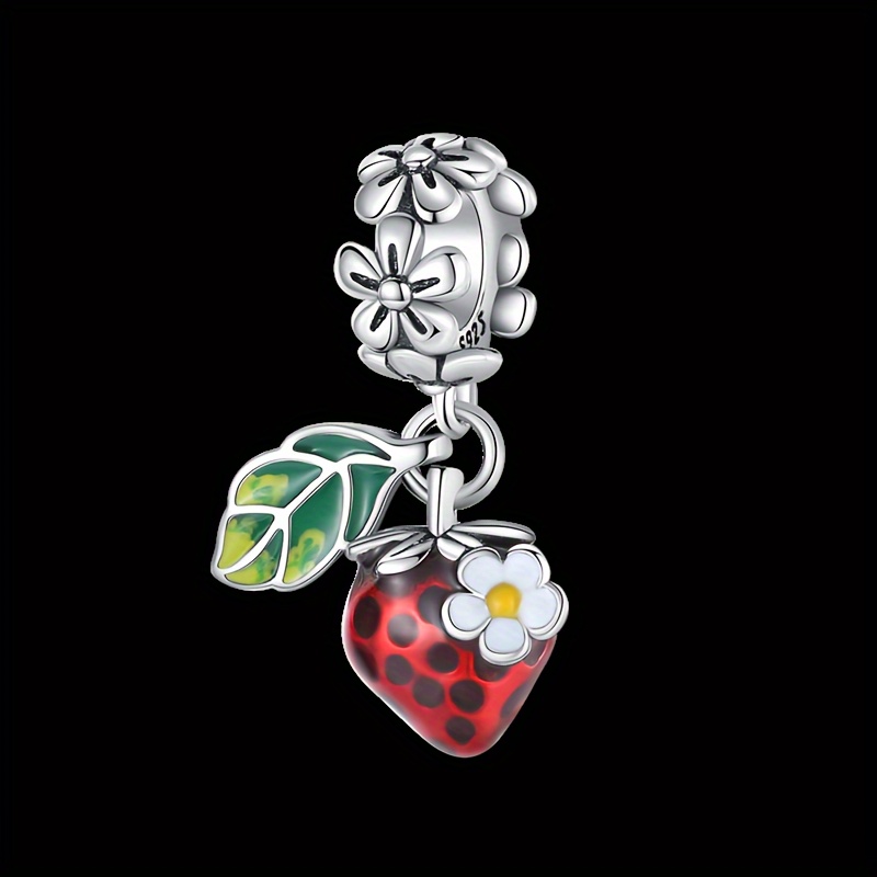 925 Sterling Silver Fruit Series Cherry Avocado Strawberry - Temu