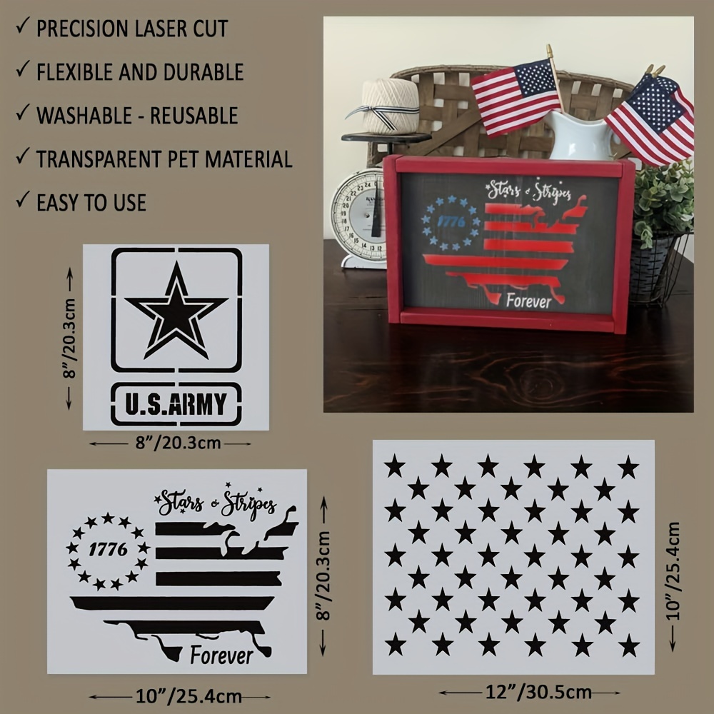 American Flag Stencil Military Series Template Marine Corps, Army