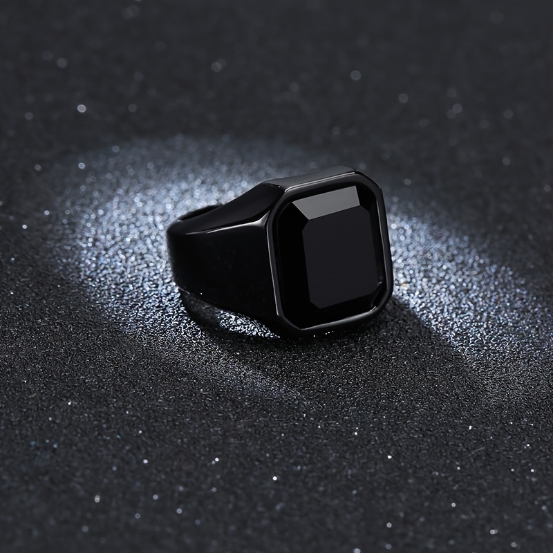 Men's Stainless Steel Agate Ring