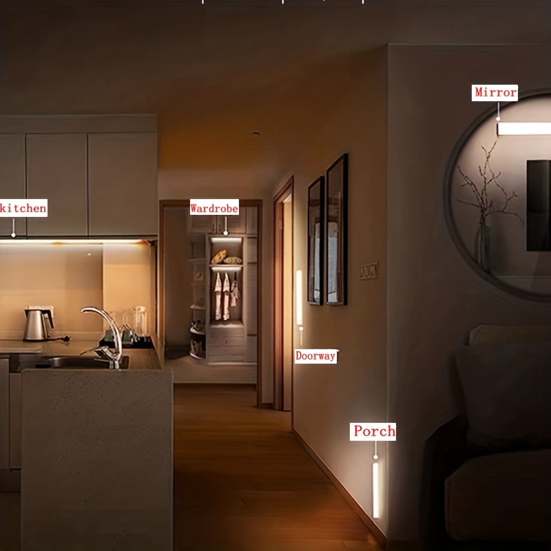 Luz nocturna LED de doble modo, tira LED flexible con sensor de movimiento,  luz de armario para armario de dormitorio 4000K (blanco natural, paquete