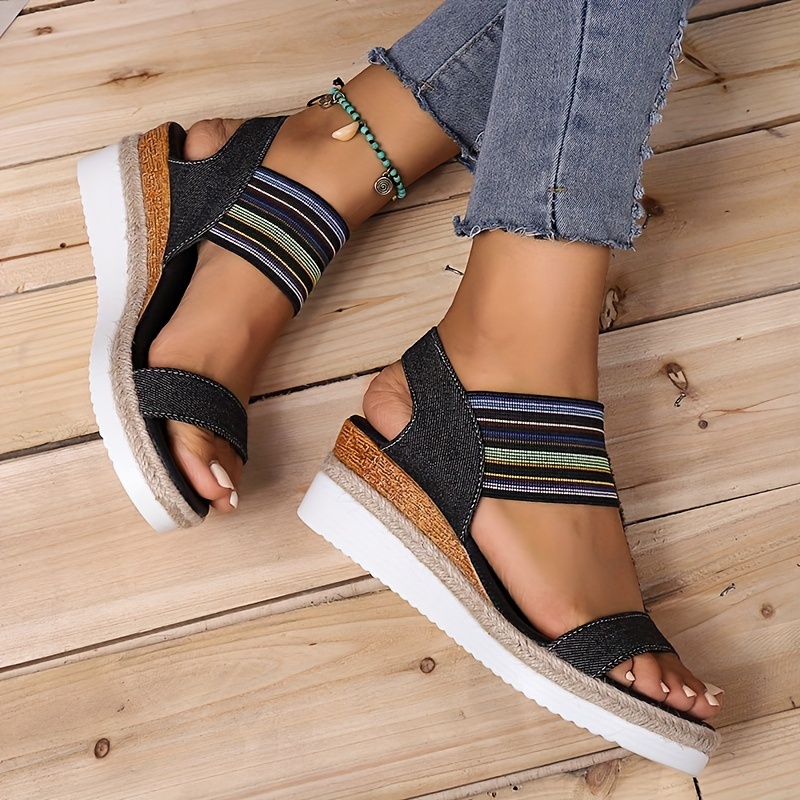 Platform sandals store with elastic straps