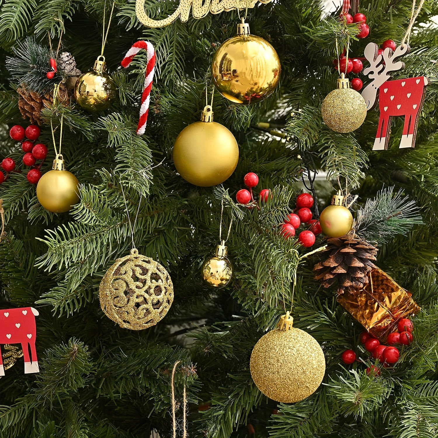 100pcs christmas balls ornaments red green gold black silver brown   rose christmas ball ornaments for christmas tree shatterproof hanging christmas tree decorations 4