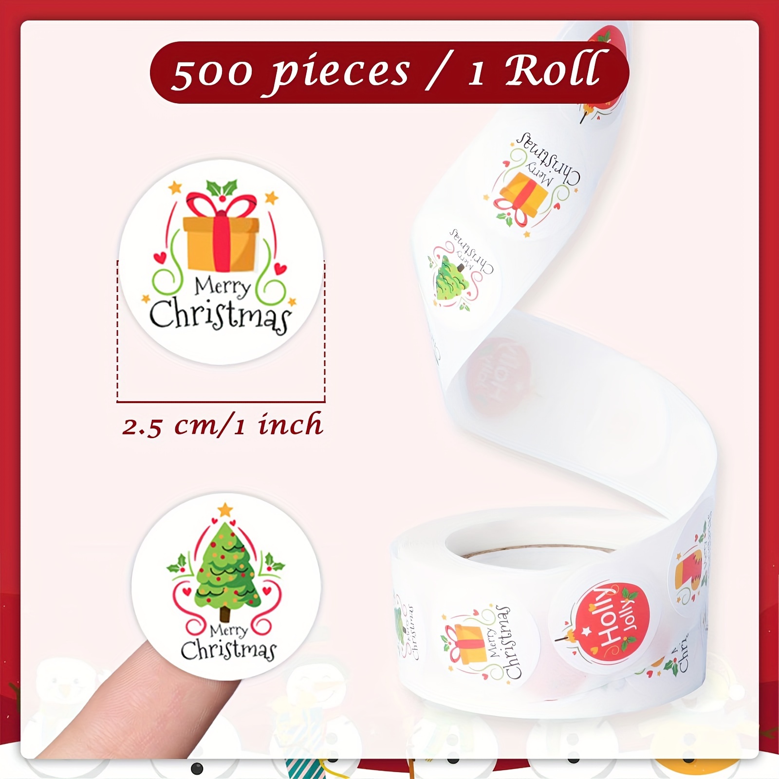 Merry Christmas Stickers Labels Round Christmas Tags - Temu