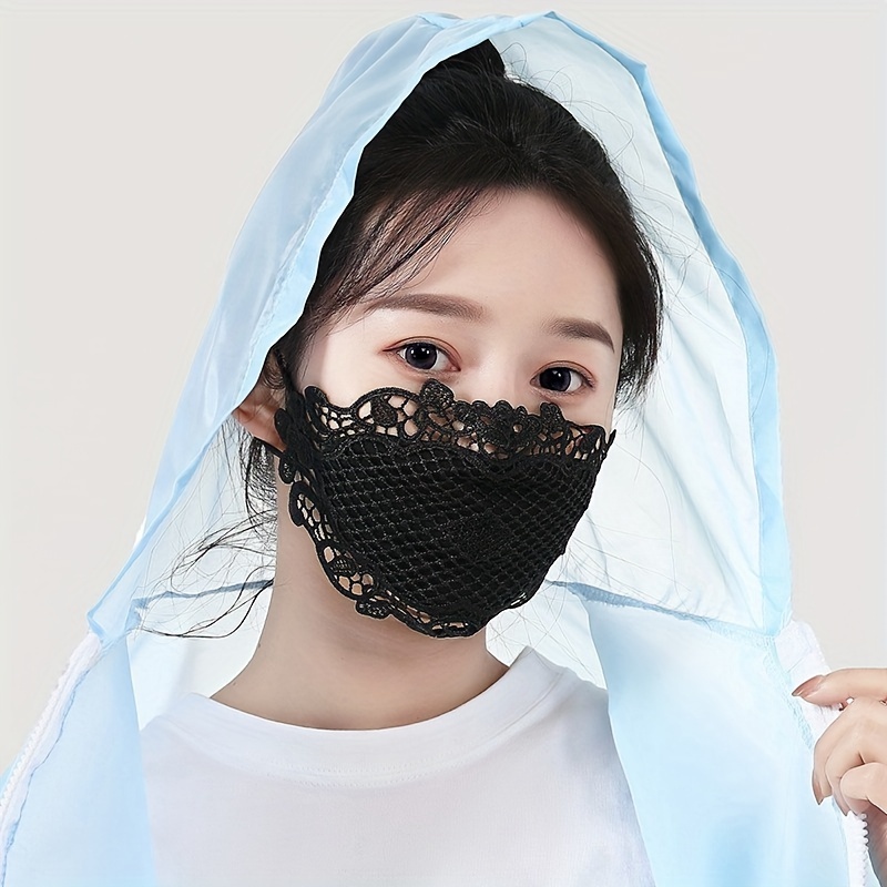 Black Lace Face Mask Thin Breathable Washable Reusable Face - Temu