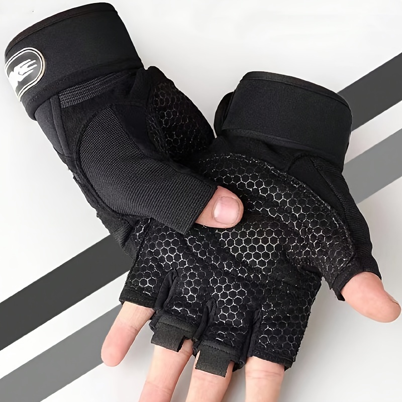 

1 Pair Fitness Half Finger Gloves, Weightlifting Wrist Protection Gloves, Fitness Training Breathable Gloves, Outdoor Riding Gloves