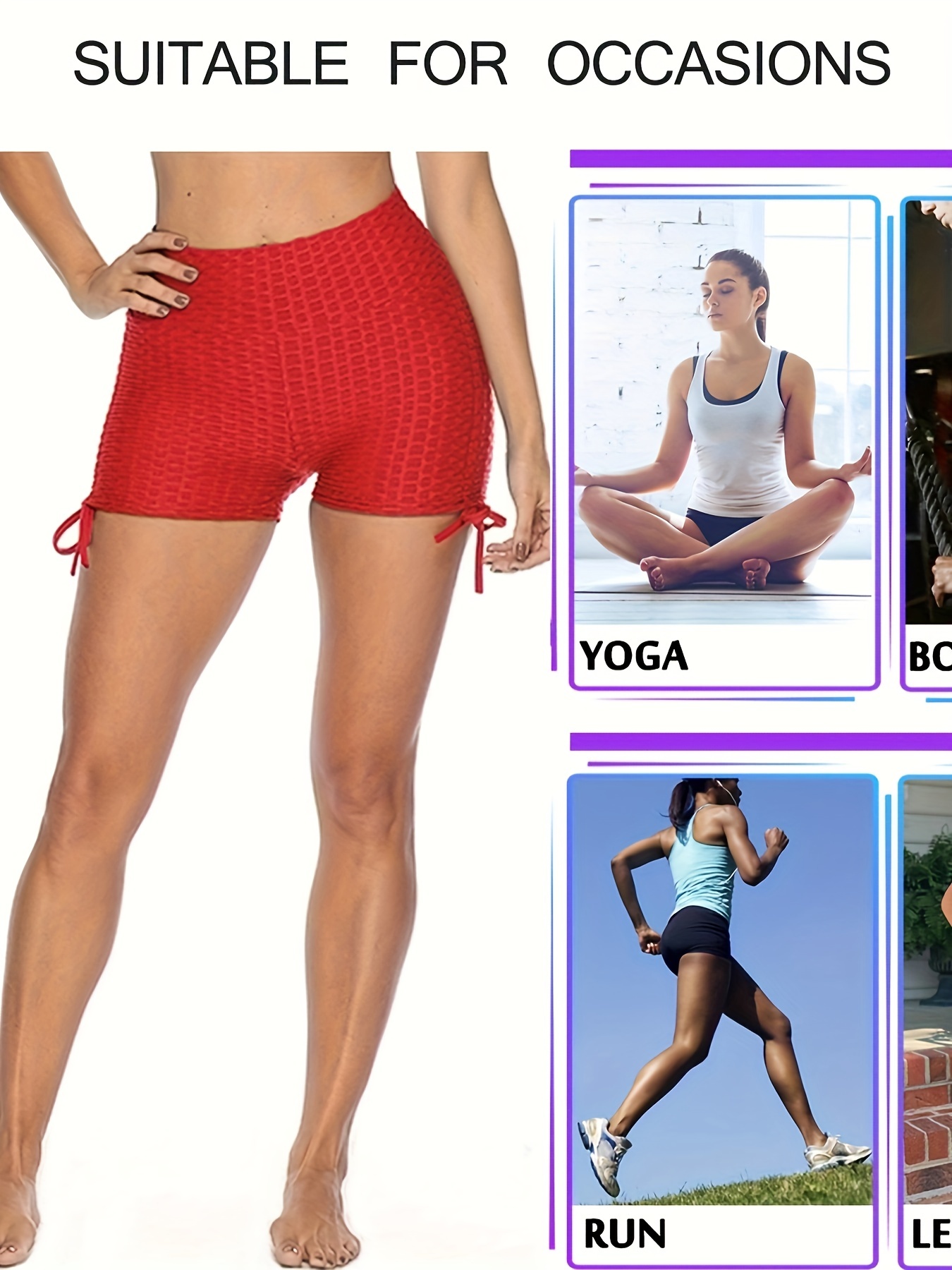 High Waisted Yoga Shorts Women Drawstring Ruched Workout - Temu