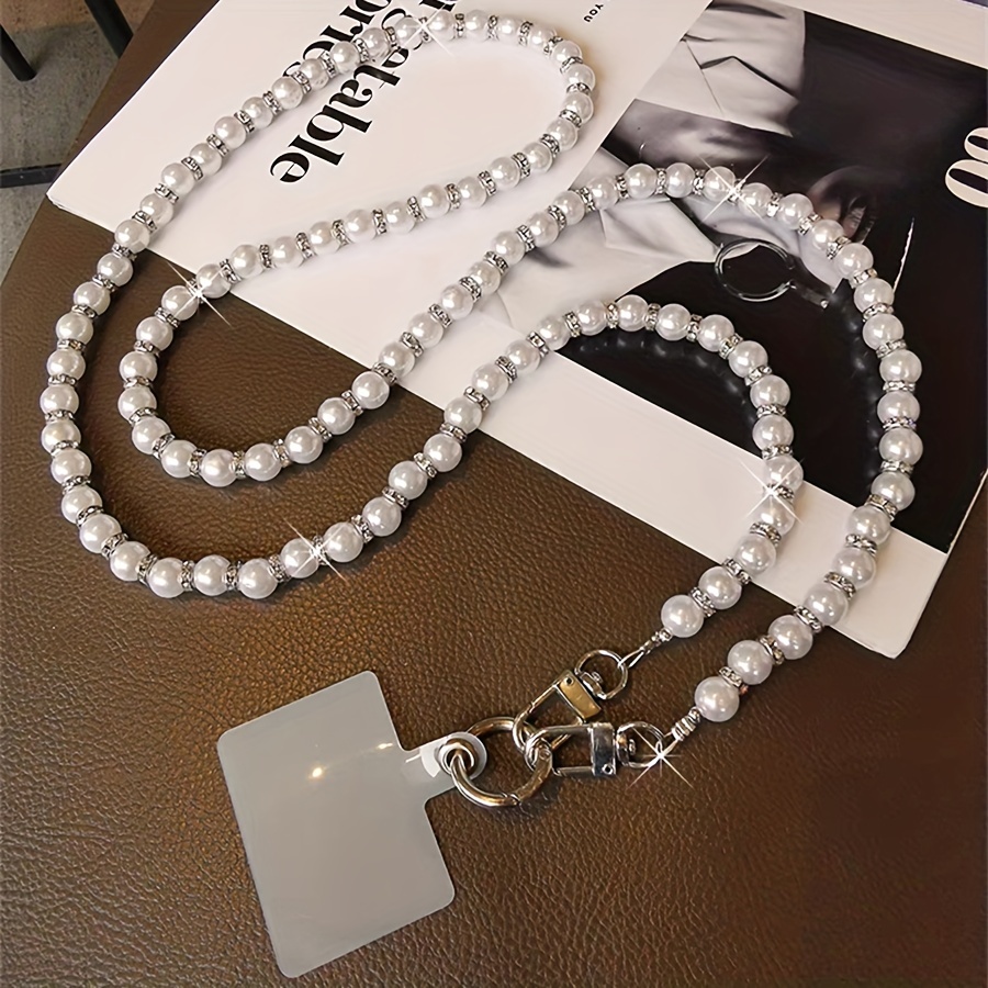 Lanyard Phone Short Pearls, Pearl Chain Shoulder Strap