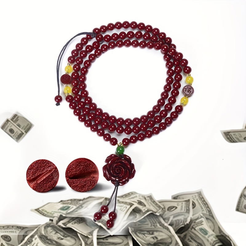 

1pc Trendy Classic Round Beads Necklace With Pendant For Wealth For Men For Daily Decoration, Gift For , Holiday Birthday Gift For /