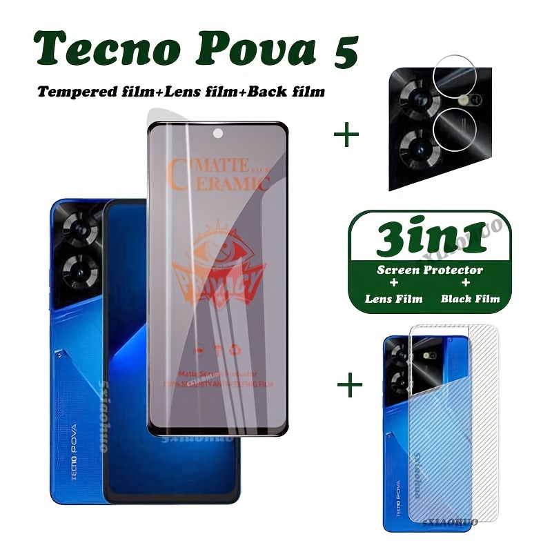 3in1 Tecno Pova 5 Pro Privacy Tempered Glass Soft Film Tecno - Temu