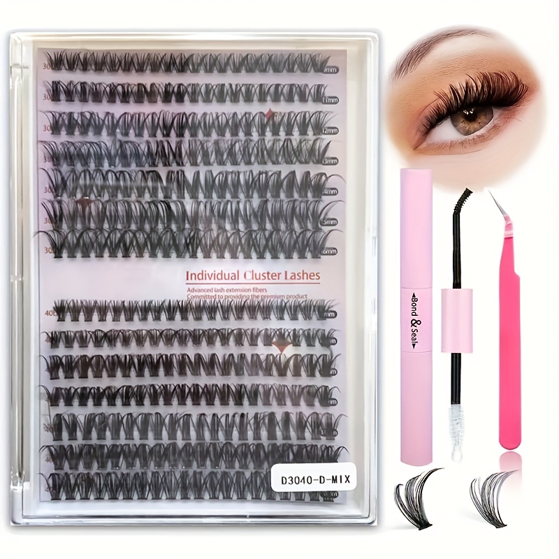 Diy Eyelash Extension Kit 280pcs Individual Lash Cluster D Volume Eyelash Extension  Kit 30d 40d Lash Cluster With Mascara And Seal, And Mascara Applicator Tool  For Self Applying At Home - Beauty