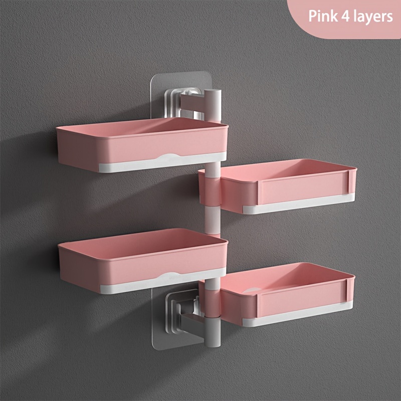 1pc Wall Mounted Rotating Drainage Soap Dish, Free Punching Bathroom Soap  Holder, Multilayer Shelf