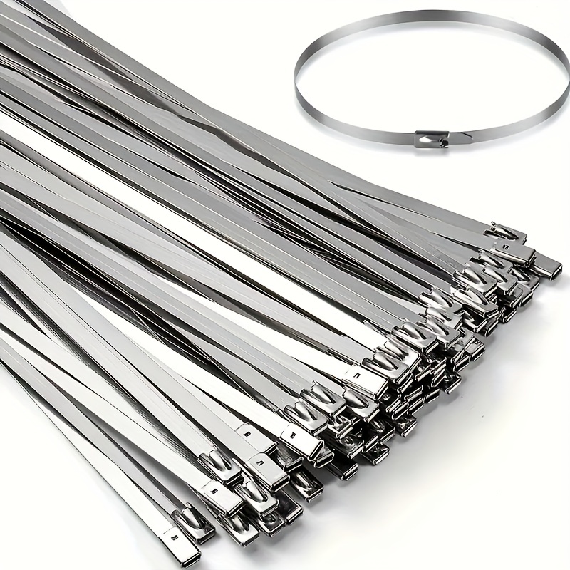 Metallkabelbinder 500 x 7,9 mm, silberfarbene Edelstahl
