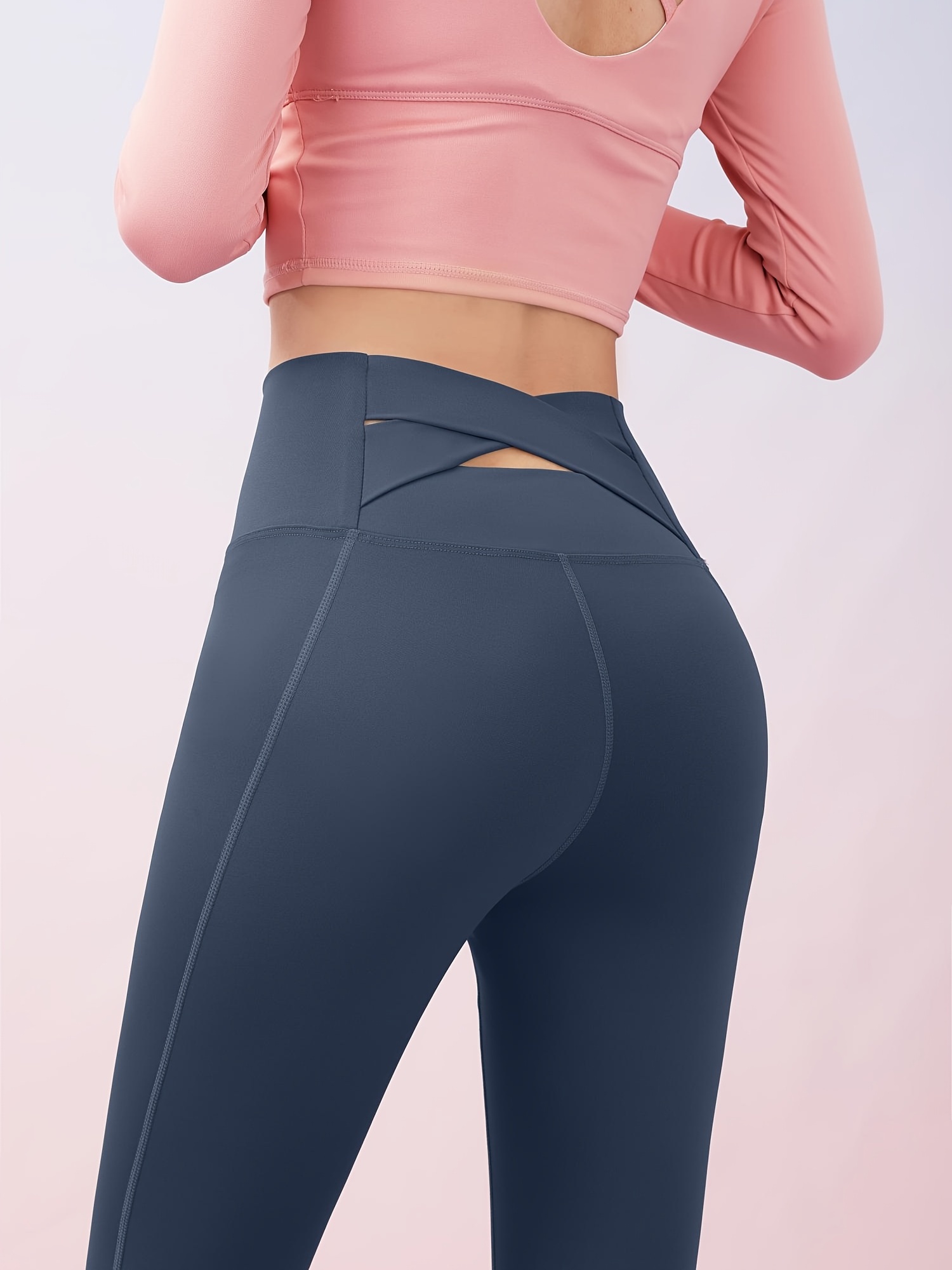 Solid Color Simple Style Women'S High Stretch Tummy Control Butt
