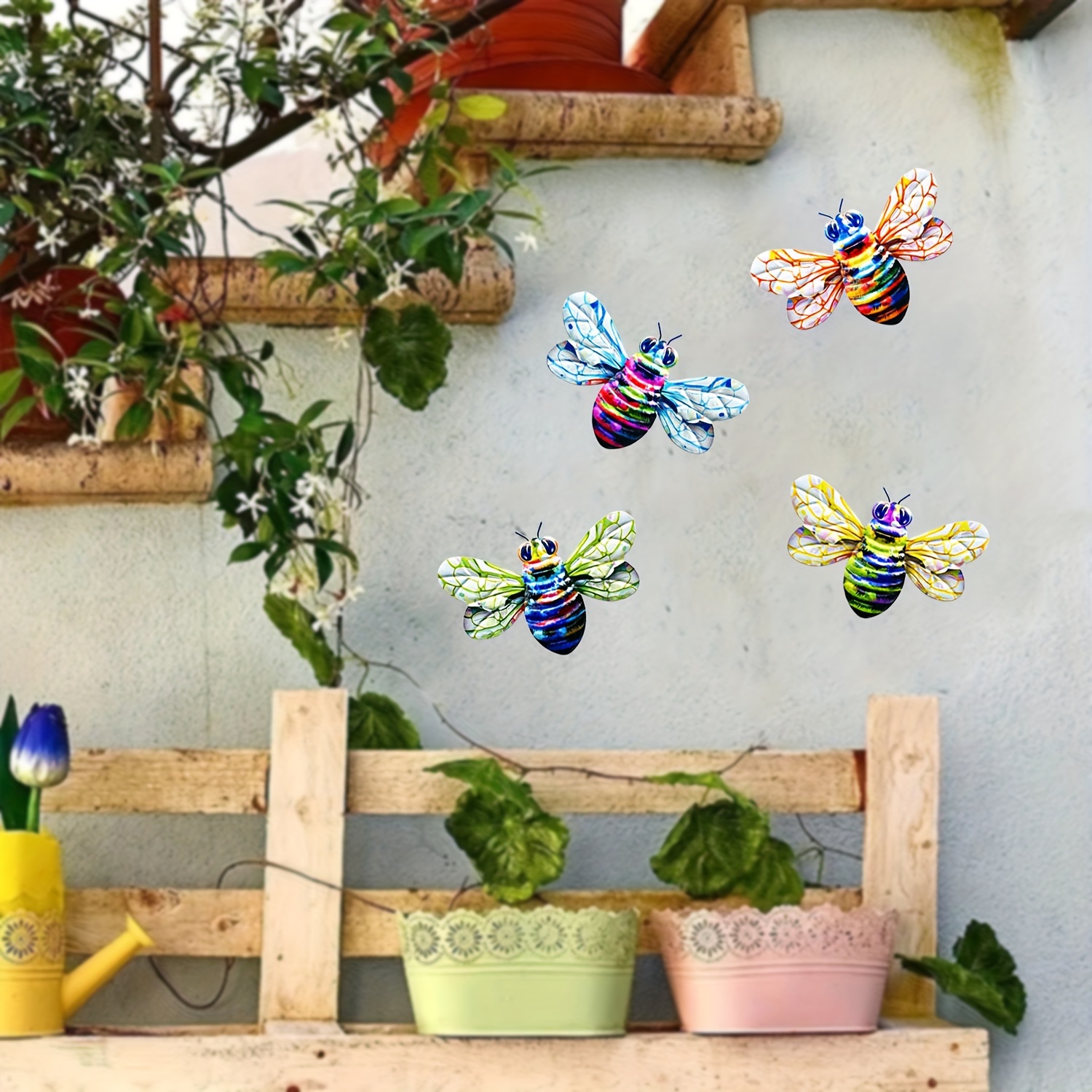 Creative Metal Bee Decor Vivid Colorful Metal Bee Suitable - Temu