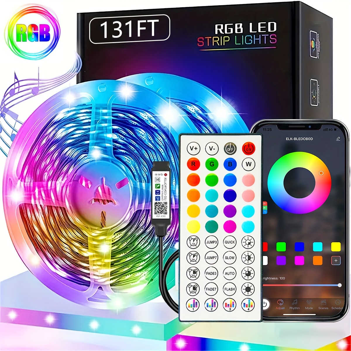 1/5m Wireless 5050 Lichtstreifen Eld-lichter Mit App-steuerung Und  24-tasten-fernbedienung Farbwechsel Musik Sync Led-streifen Heimdekoration  - Smart Home - Temu