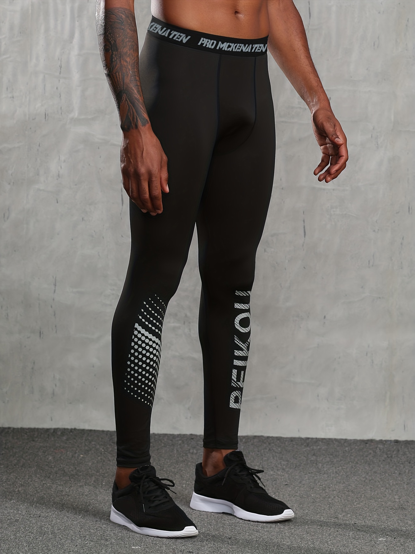 Men's Letter Graphic Sports Tights, Body Shaper, Compression Gym Pants