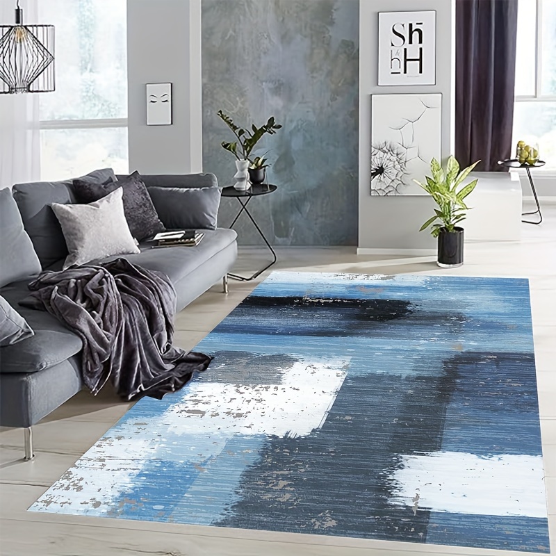 Alfombra de pasillo para el hogar, alfombra de pasillo sin costuras,  abstracta, textura simple, blanca con negro, sin forma, gruesa,  antideslizante