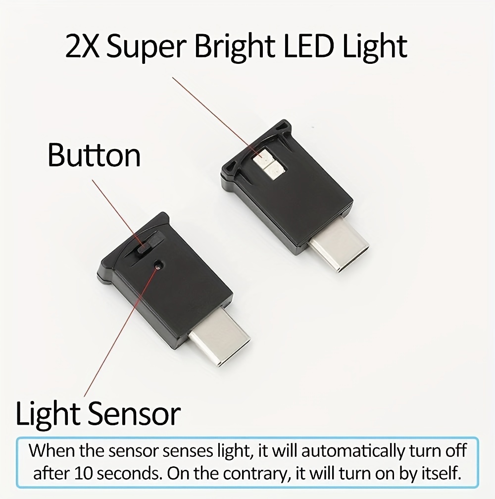 Ouzorp 4 Pcs Mini USB LED Light, 8 Colors RGB Car LED Interior