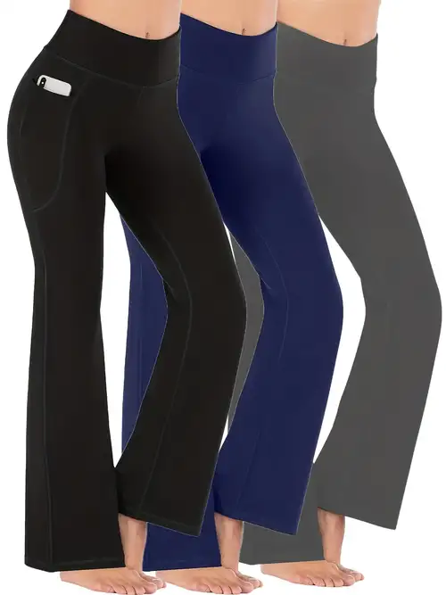 V Waist Casual Slim Sports Fitness Yoga Flare Pants Wide Leg Pants Flare  Leg Leggings Womens Activewear, Quick & Secure Online Checkout