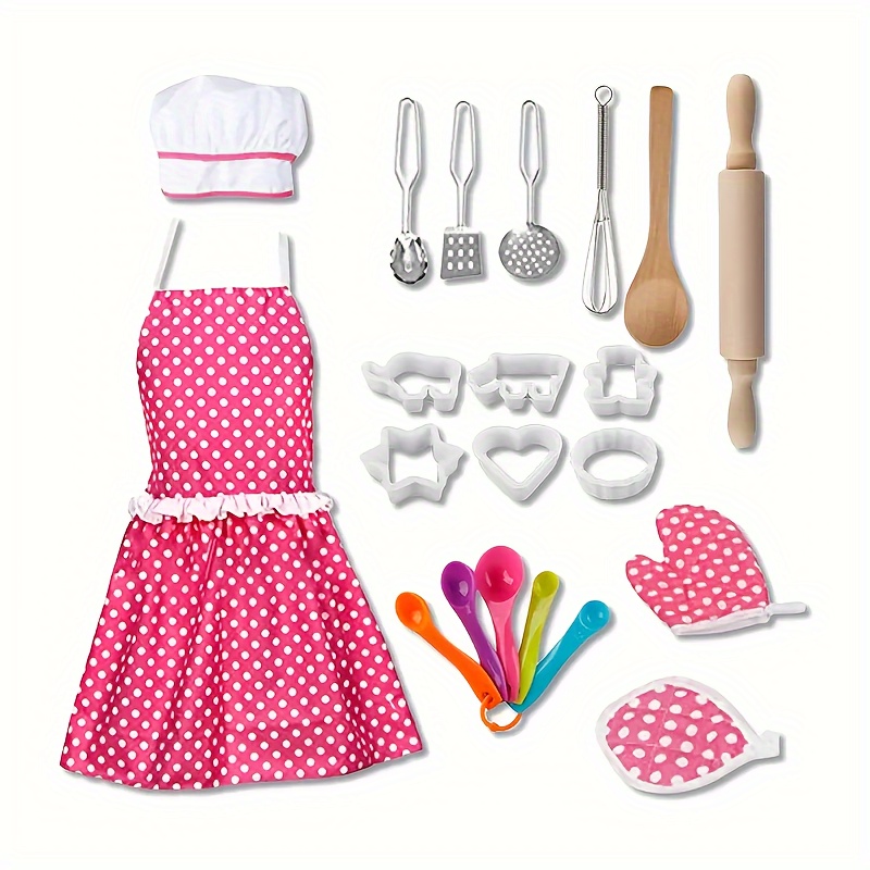 Kids Apron And Chef Hat,toddler Apron For Girls Pretend Play Kids