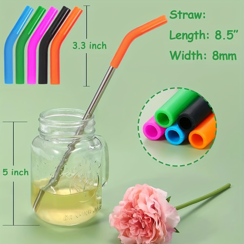 55 pcs Straw Tips Reusable Silicone Straws Tips for Metal Straws