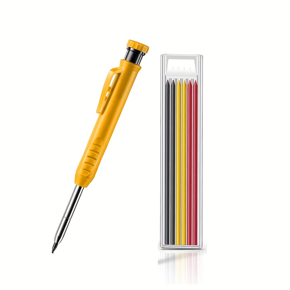 Outus Solid Carpenter Pencil with Sharpener and Leads Mechanical Pencils  for Wood Flooring Marker Carpenters Drawing Scriber Woodworking Architect ()