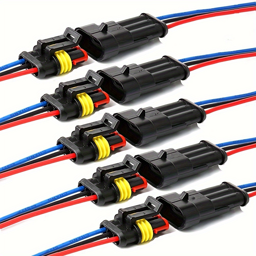Conectores eléctricos automotrices impermeables de 16 AWG, conectores de  cable automotriz 1/2/3/4/5/6 pines con cable de calibre 16 (20 kits)