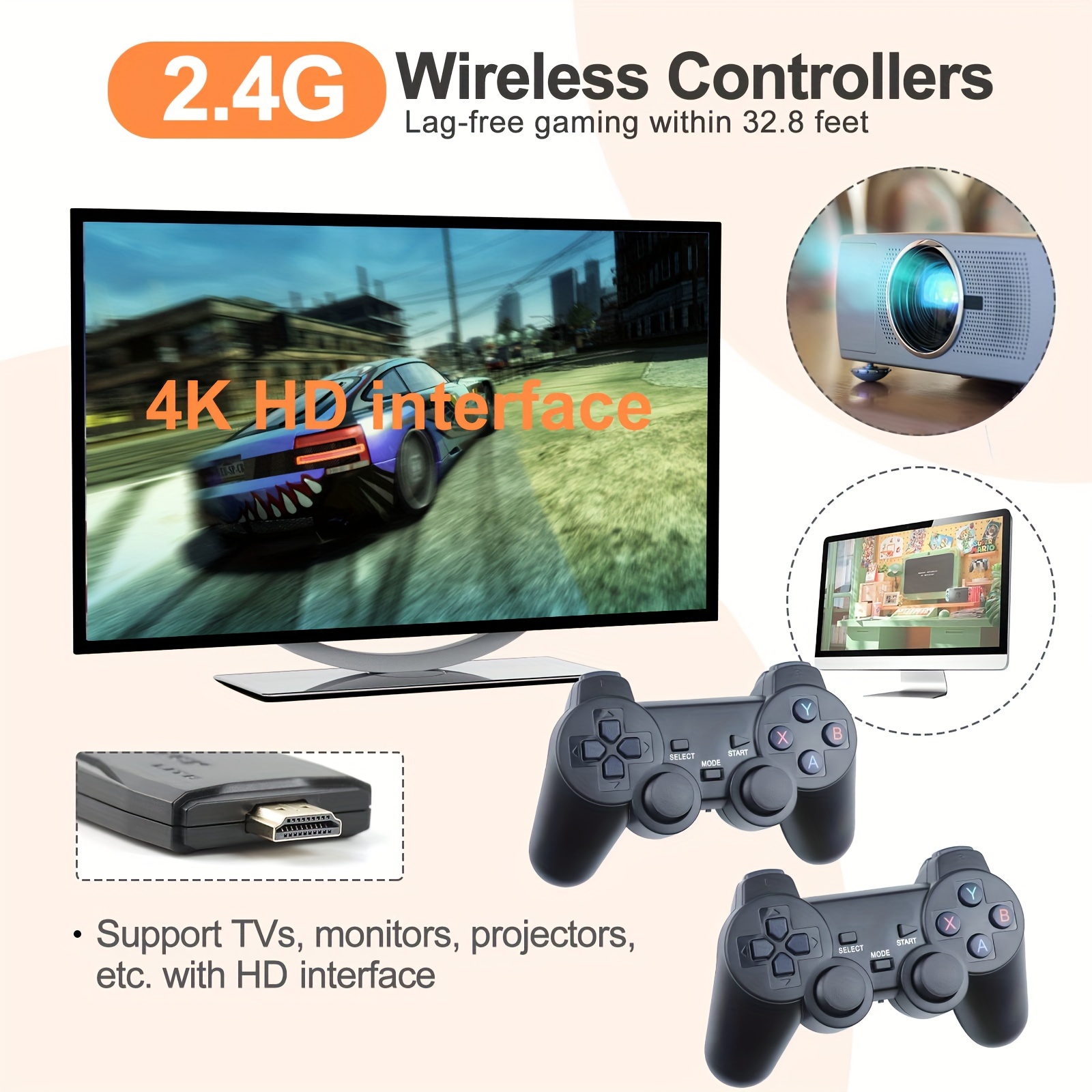 New Game Stick M8 64gb 4k Tv Output Wireless Controllers - Temu New Zealand