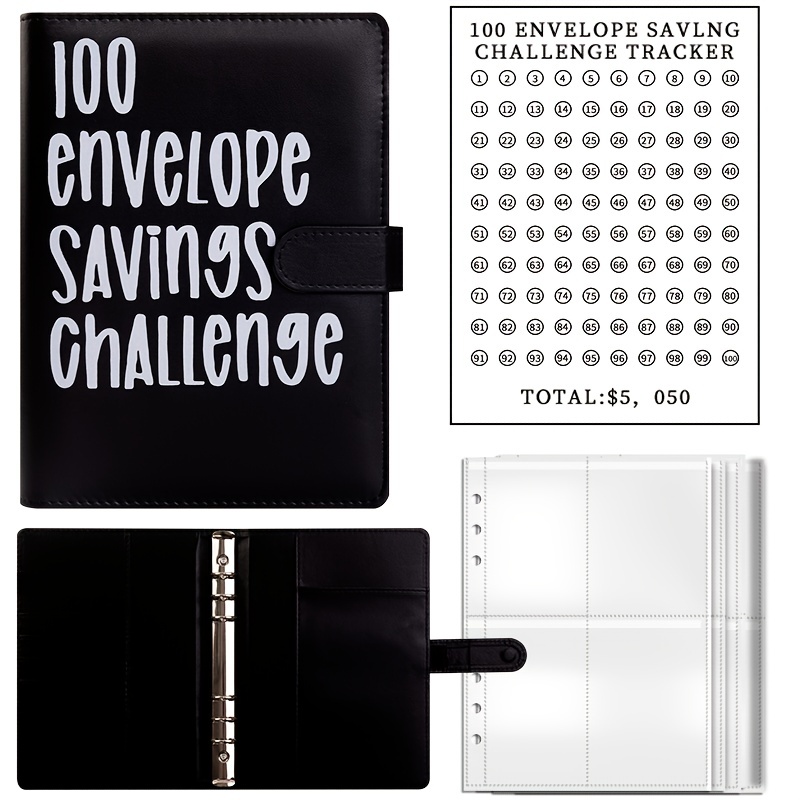 1pc 100 Enveloppes Challenge D'Économies Binder Économisez 5